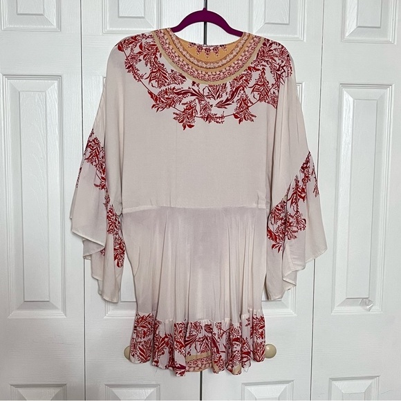 🌟HP🌟Free People Sunset Dreams Boho V-Neck Ruffled Bell Sleeve Tunic Top Medium - Picture 7 of 11